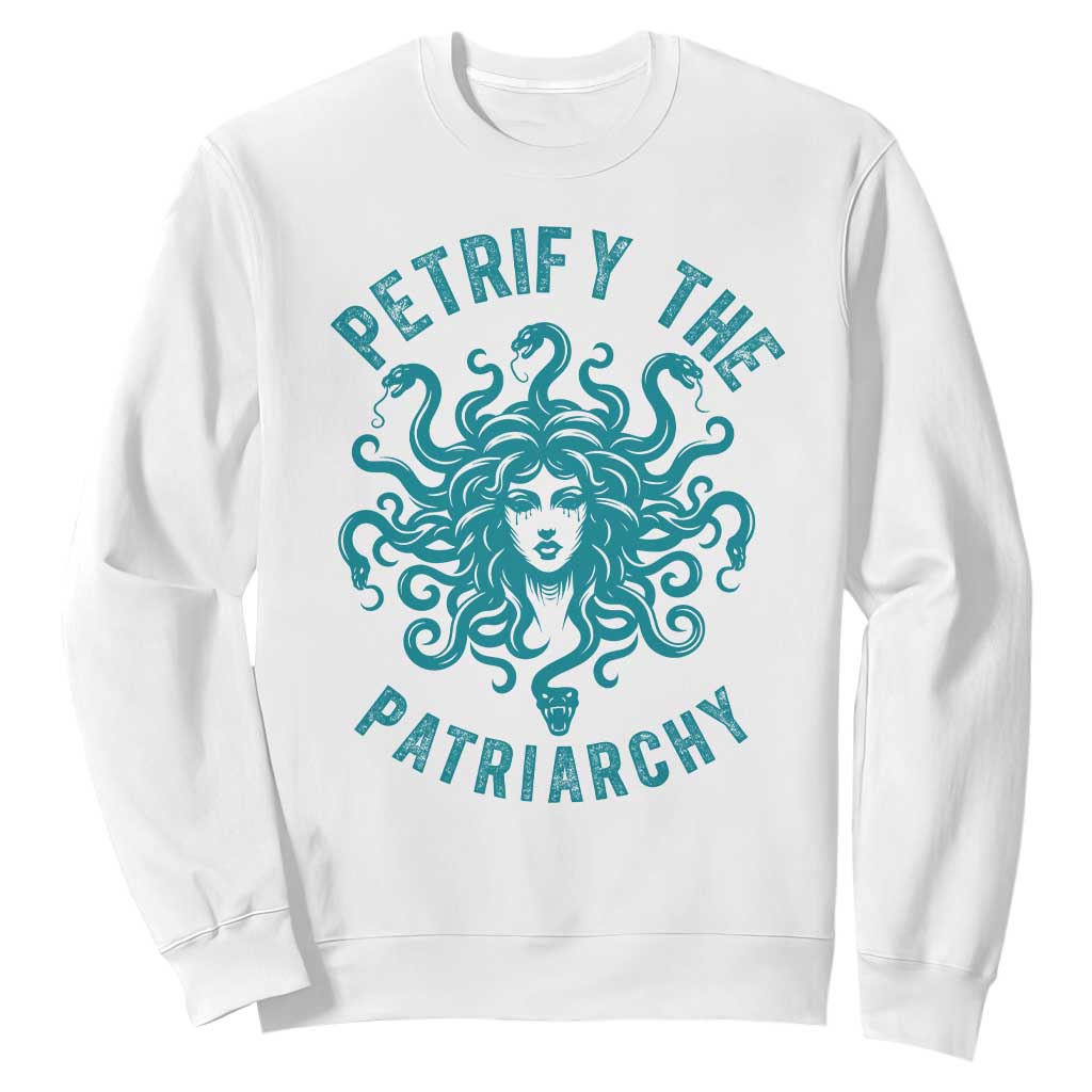 Sexual Assault Awareness Sweatshirt Petrify The Patriarchy Medusa Feminism TS14 White Print Your Wear
