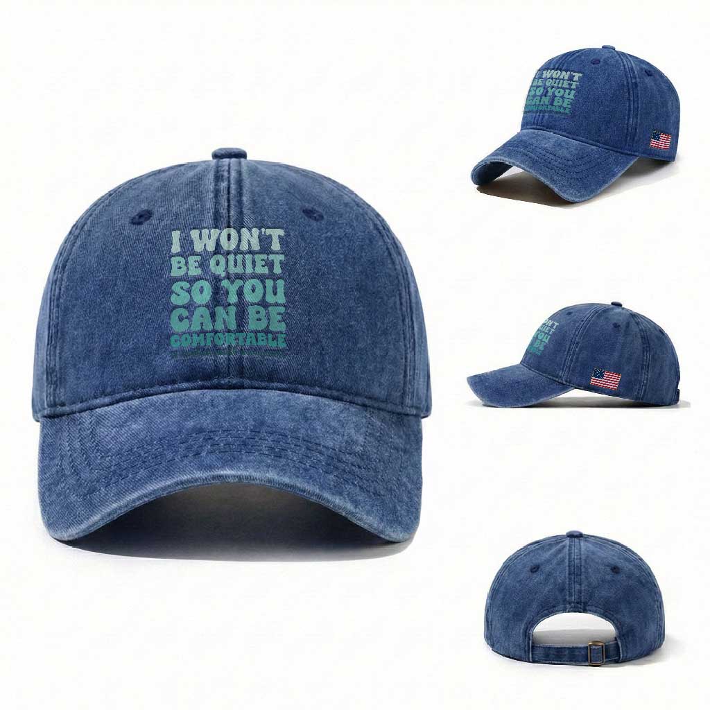Sexual Assault Awareness Washed Cotton Baseball Cap I Won't Be Quite So You Can Be Comfortable TS14 Washed Cap Universal Fit Royal Blue Print Your Wear