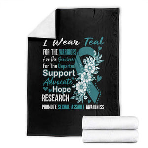 Sexual Assault Awareness Throw Blanket Teal Ribbon Flower TS14 Black Print Your Wear