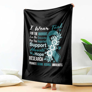 Sexual Assault Awareness Throw Blanket Teal Ribbon Flower TS14 Print Your Wear