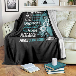 Sexual Assault Awareness Throw Blanket Teal Ribbon Flower TS14 Print Your Wear