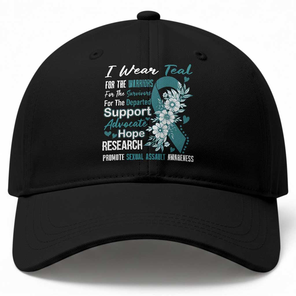 Sexual Assault Awareness Baseball Cap Teal Ribbon Flower TS14 Print Your Wear