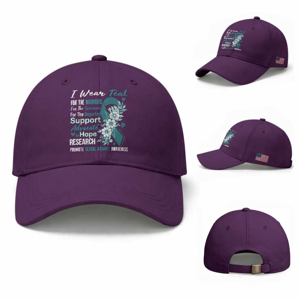 Sexual Assault Awareness Baseball Cap Teal Ribbon Flower TS14 Baseball Cap Universal Fit Purple Print Your Wear