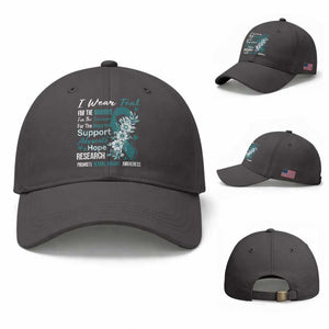 Sexual Assault Awareness Baseball Cap Teal Ribbon Flower TS14 Baseball Cap Universal Fit Dark Gray Print Your Wear