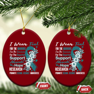 Sexual Assault Awareness Ceramic Ornament Teal Ribbon Flower TS14 Print Your Wear