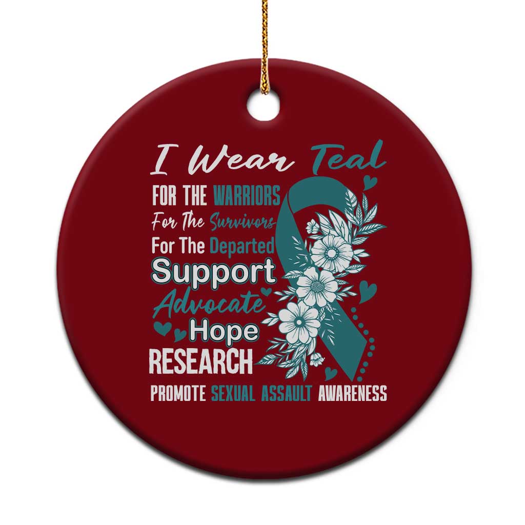 Sexual Assault Awareness Ceramic Ornament Teal Ribbon Flower TS14 1pc Red Print Your Wear