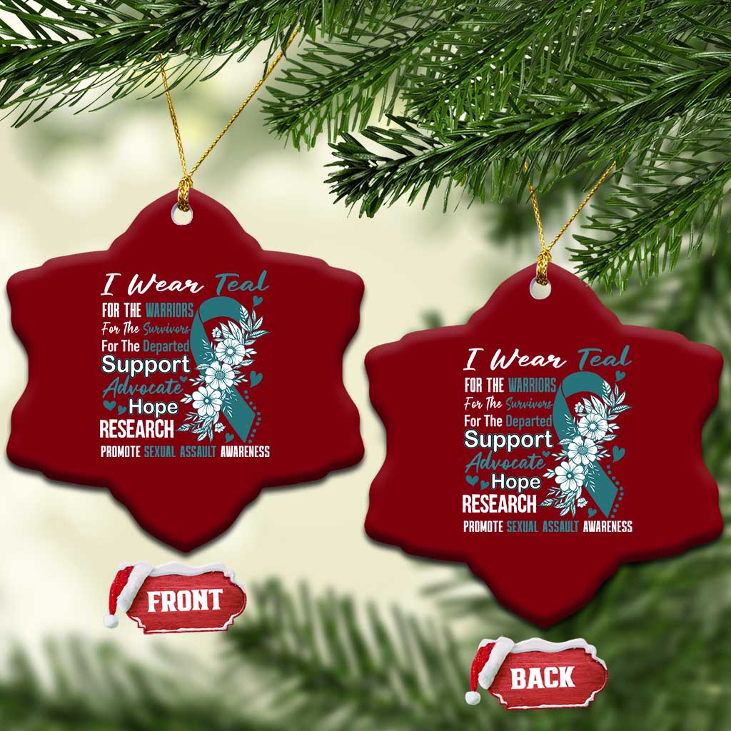 Sexual Assault Awareness Ceramic Ornament Teal Ribbon Flower TS14 Print Your Wear