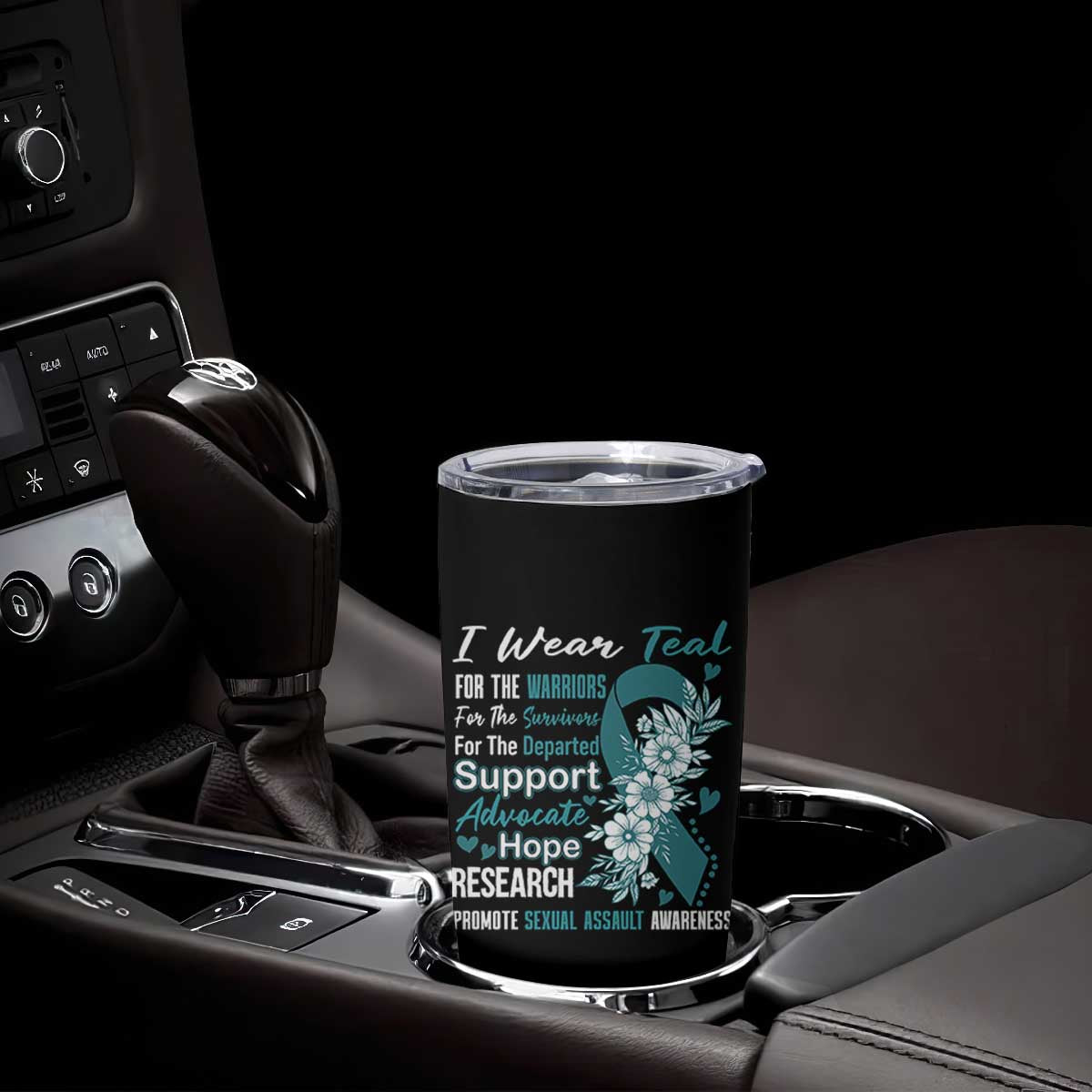 Sexual Assault Awareness Tumbler Cup Teal Ribbon Flower TS14 Print Your Wear