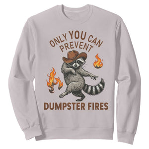 Only You Can Prevent Dumpster Fires Sweatshirt Funny Raccoon Sarcastic Humor TS14 Ice Gray Print Your Wear