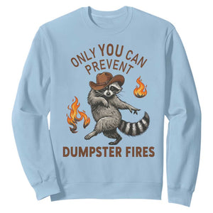 Only You Can Prevent Dumpster Fires Sweatshirt Funny Raccoon Sarcastic Humor TS14 Light Blue Print Your Wear