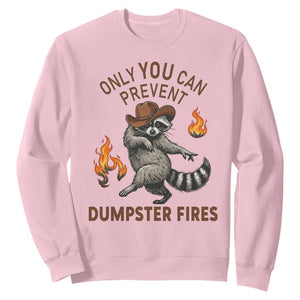 Only You Can Prevent Dumpster Fires Sweatshirt Funny Raccoon Sarcastic Humor TS14 Light Pink Print Your Wear