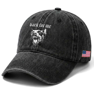 Bark For Me Washed Cotton Baseball Cap Gothic Dog Graphic TS14 Print Your Wear