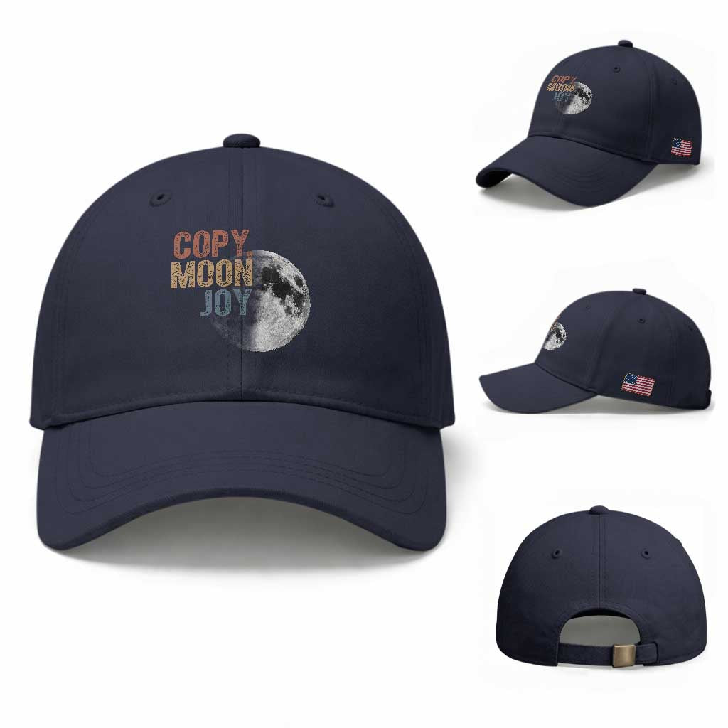 Copy Moon Joy Baseball Cap Funny Lunar Quote Graphic TS14 Baseball Cap Universal Fit Navy Print Your Wear