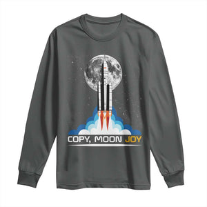 Copy Moon Joy Long Sleeve Shirt Rocket Launch Full Moon TS14 Dark Heather Print Your Wear