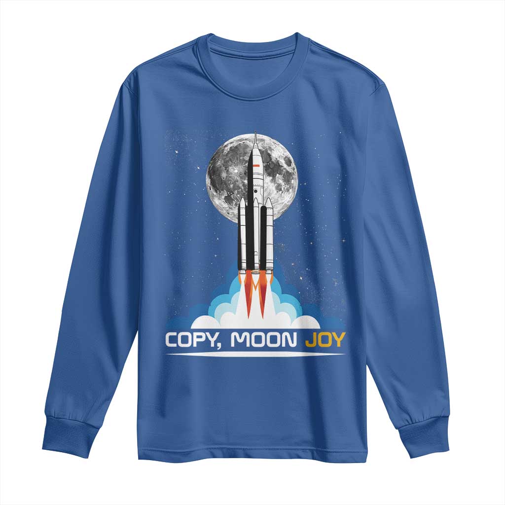 Copy Moon Joy Long Sleeve Shirt Rocket Launch Full Moon TS14 Royal Blue Print Your Wear