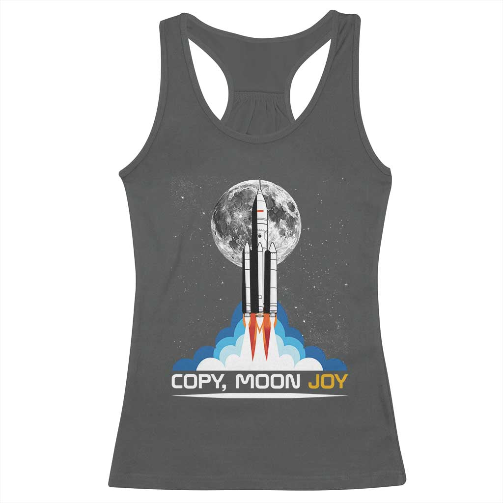 Copy Moon Joy Racerback Tank Top Rocket Launch Full Moon TS14 Dark Heather Print Your Wear