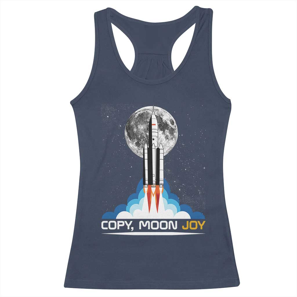 Copy Moon Joy Racerback Tank Top Rocket Launch Full Moon TS14 Navy Print Your Wear