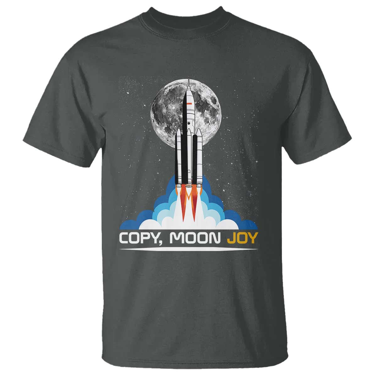 Copy Moon Joy T Shirt Rocket Launch Full Moon TS14 Dark Heather Print Your Wear