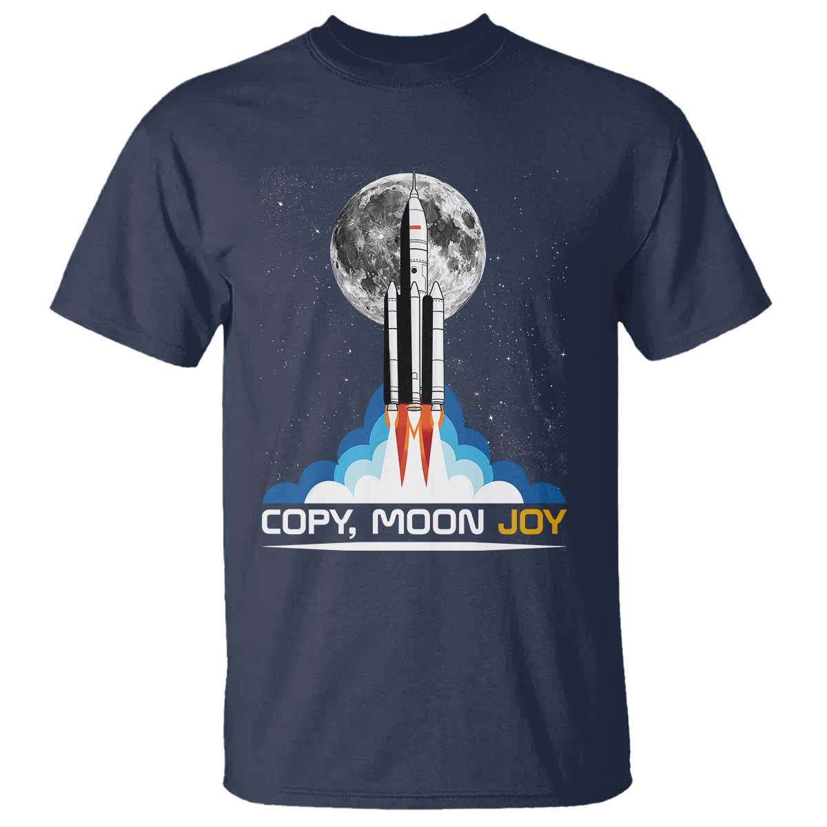 Copy Moon Joy T Shirt Rocket Launch Full Moon TS14 Navy Print Your Wear