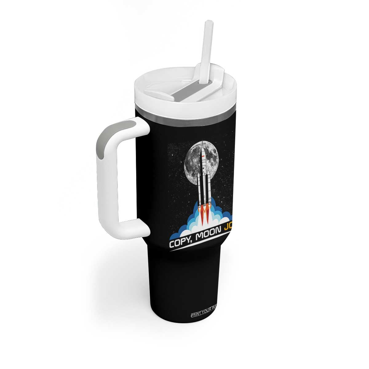Copy Moon Joy Tumbler With Handle Rocket Launch Full Moon TS14 Print Your Wear