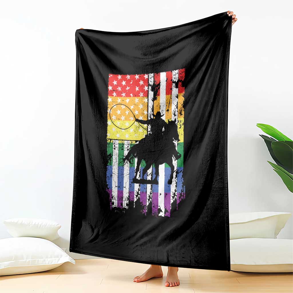Rodeo Gay Cowboy Western LGBTQ Rainbow Flag Throw Blanket TS14 Print Your Wear