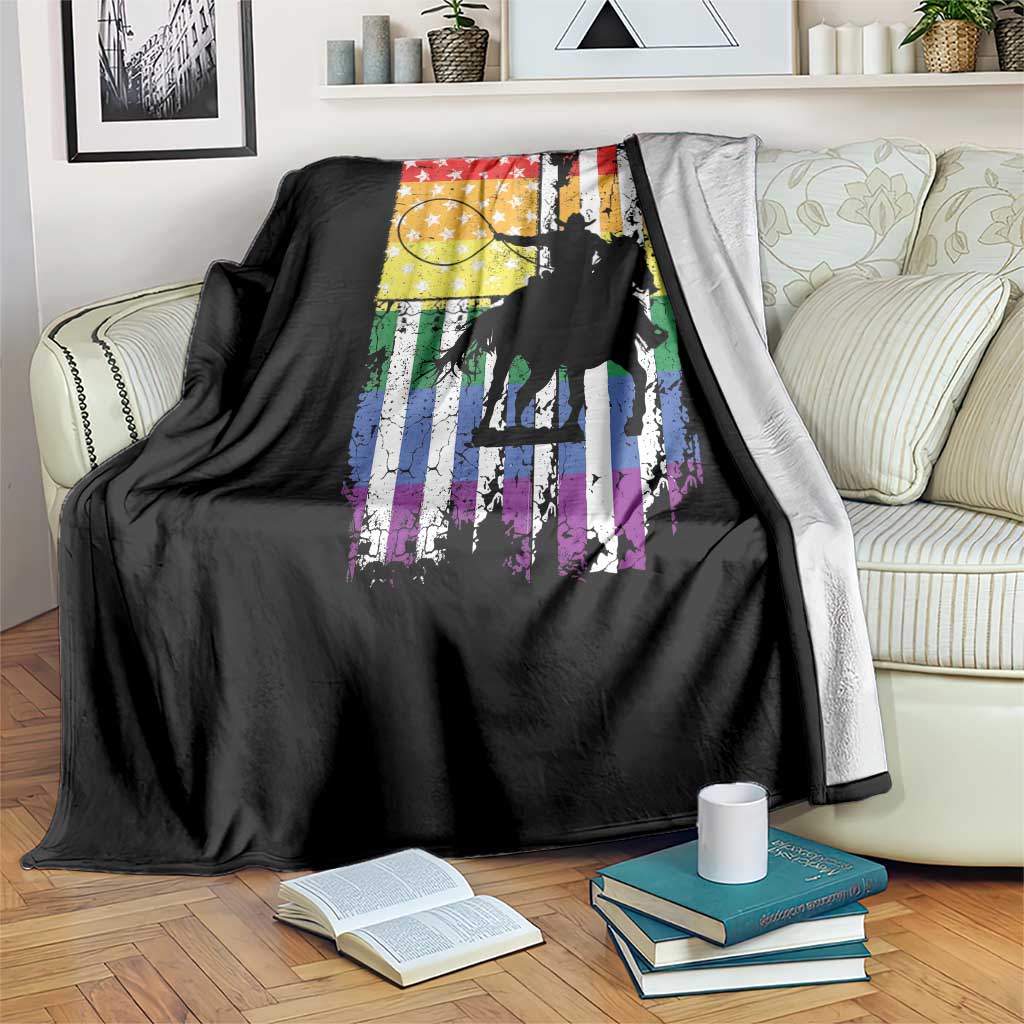 Rodeo Gay Cowboy Western LGBTQ Rainbow Flag Throw Blanket TS14 Print Your Wear