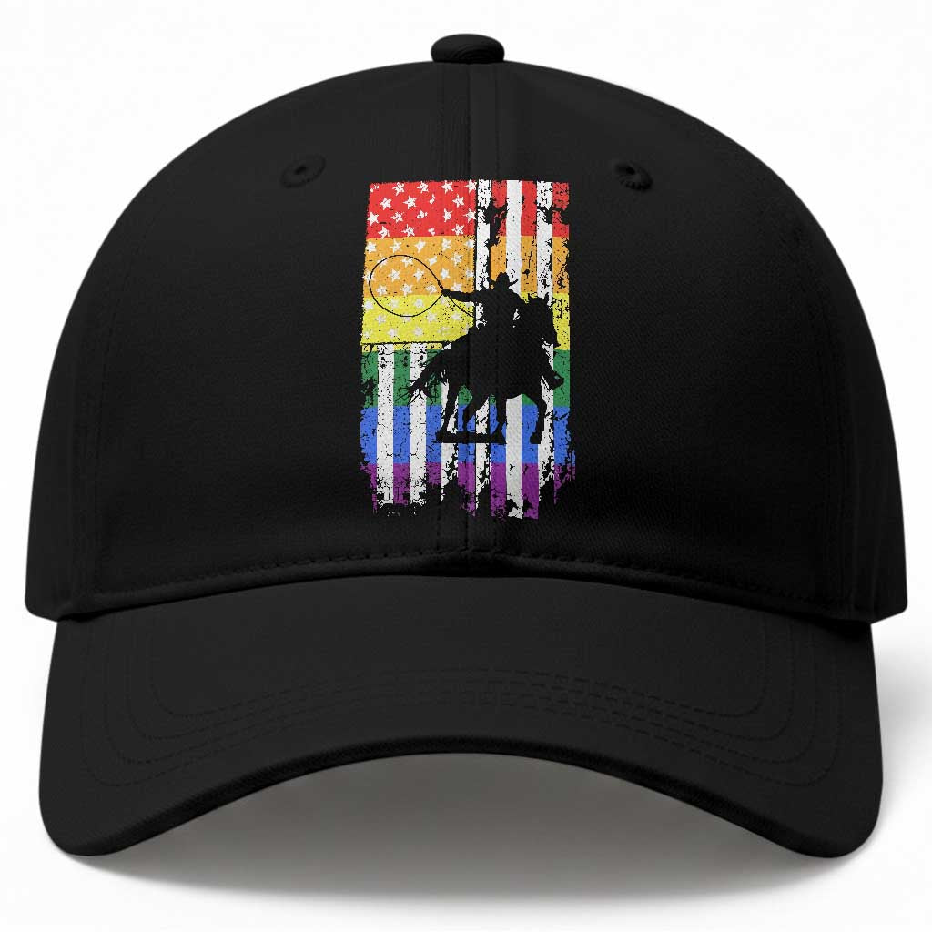 Rodeo Gay Cowboy Western LGBTQ Rainbow Flag Baseball Cap TS14 Print Your Wear
