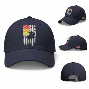 Rodeo Gay Cowboy Western LGBTQ Rainbow Flag Baseball Cap TS14 Baseball Cap Universal Fit Navy Print Your Wear