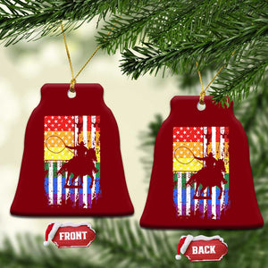 Rodeo Gay Cowboy Western LGBTQ Rainbow Flag Ceramic Ornament TS14 Print Your Wear