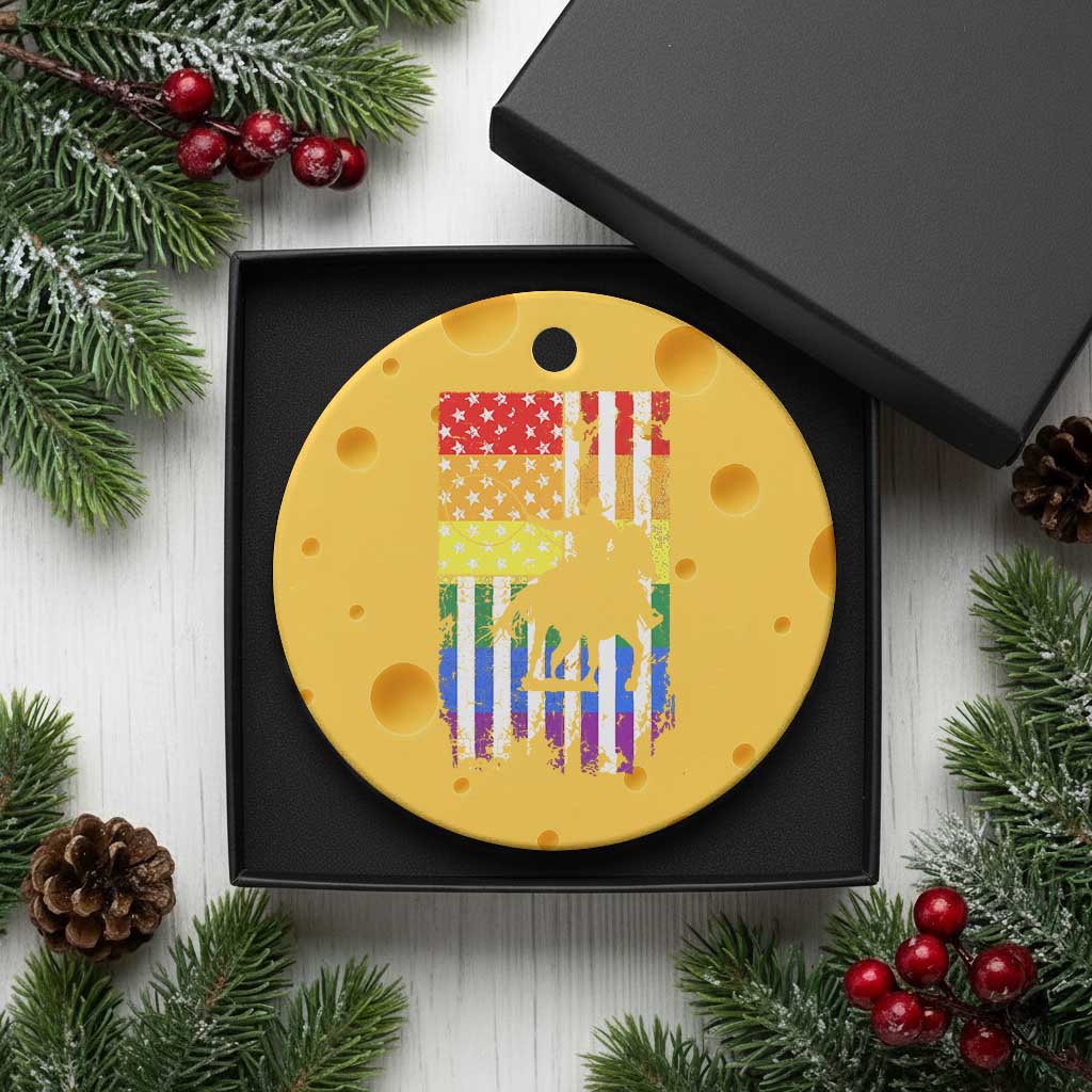 Rodeo Gay Cowboy Western LGBTQ Rainbow Flag Ceramic Ornament TS14 1pc Yellow Cheese Print Your Wear