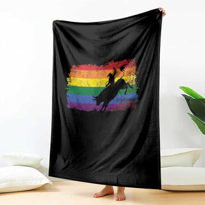 Rodeo Cowboy Bull Rider Western LGBTQ Rainbow Flag Throw Blanket TS14 Print Your Wear