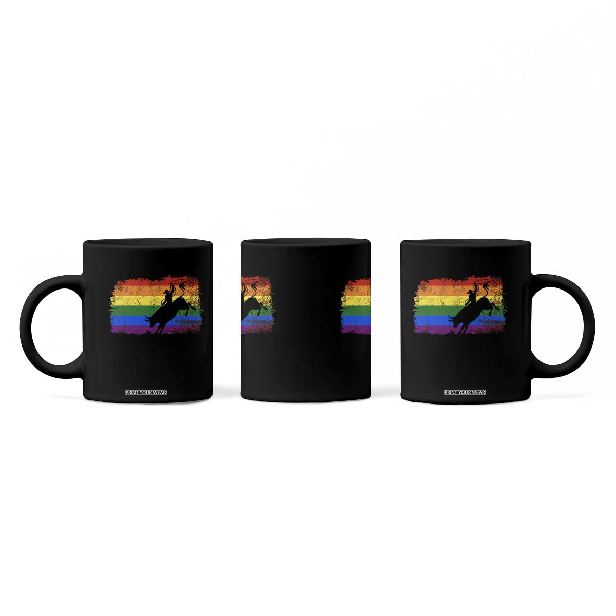 Rodeo Cowboy Bull Rider Western LGBTQ Rainbow Flag Coffee Mug TS14 Print Your Wear