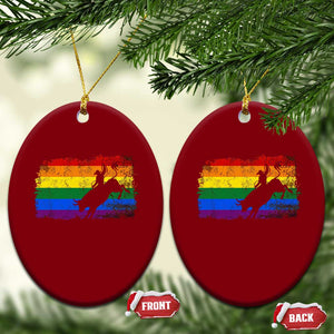Rodeo Cowboy Bull Rider Western LGBTQ Rainbow Flag Ceramic Ornament TS14 Print Your Wear