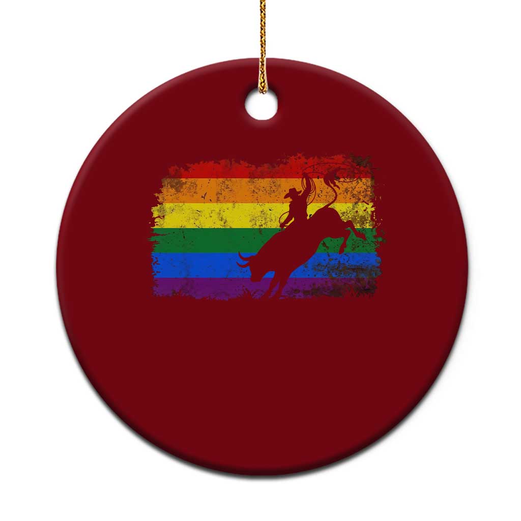 Rodeo Cowboy Bull Rider Western LGBTQ Rainbow Flag Ceramic Ornament TS14 1pc Red Print Your Wear