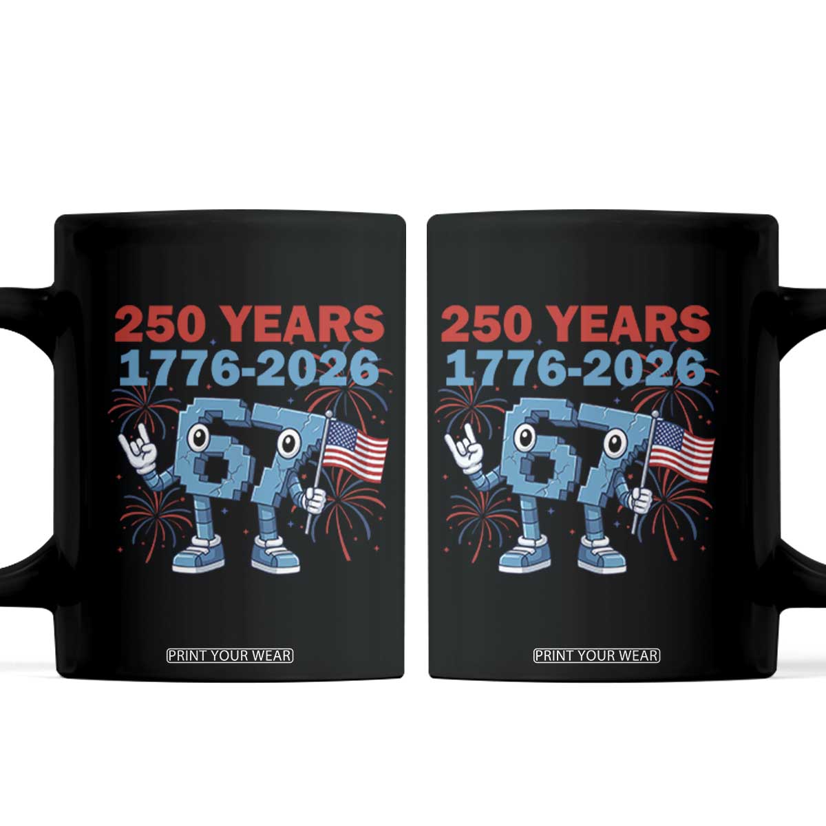 250th America Anniversary Coffee Mug Funny Italian Brainrot Meme 4th of July TS14 Black Print Your Wear