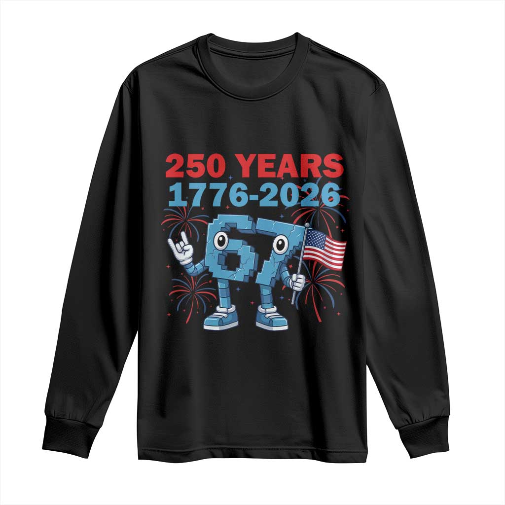 250th America Anniversary Long Sleeve Shirt Funny Italian Brainrot Meme 4th of July TS14 Black Print Your Wear