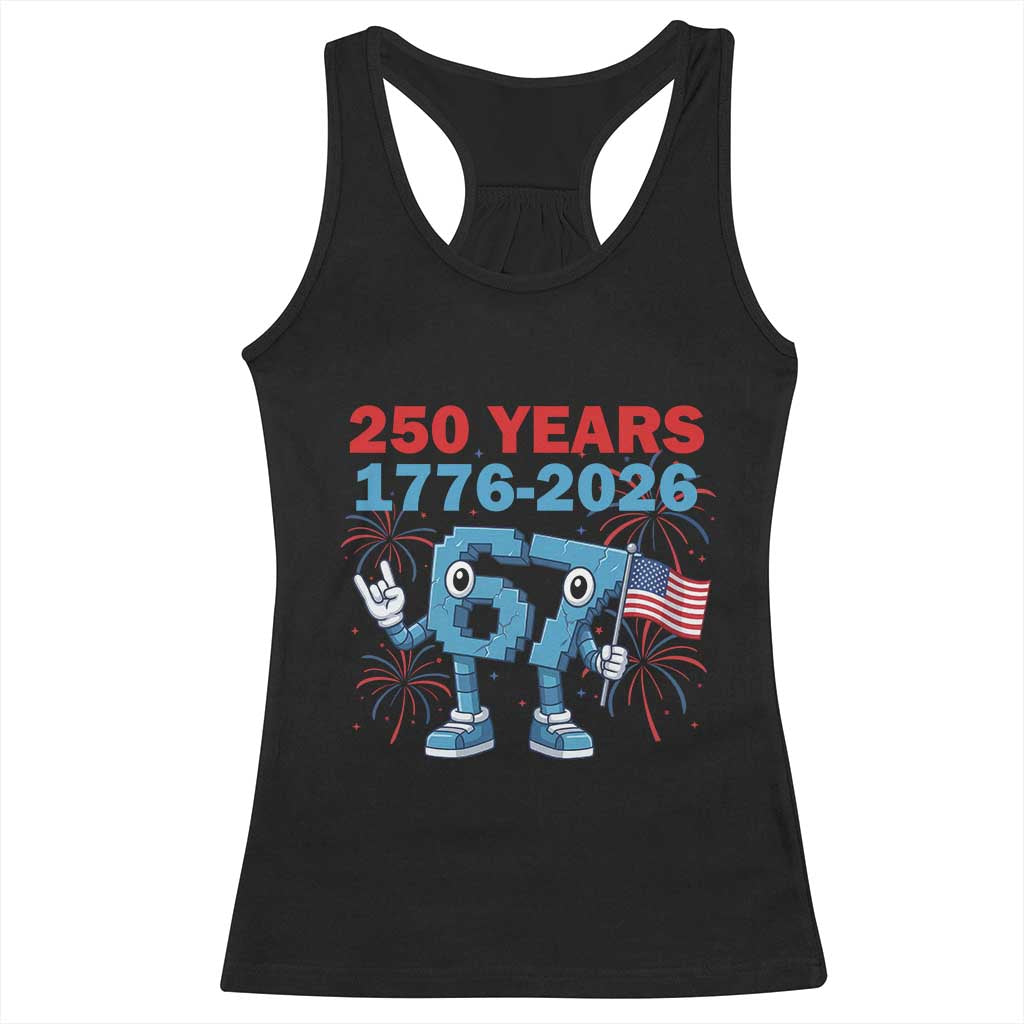 250th America Anniversary Racerback Tank Top Funny Italian Brainrot Meme 4th of July TS14 Black Print Your Wear