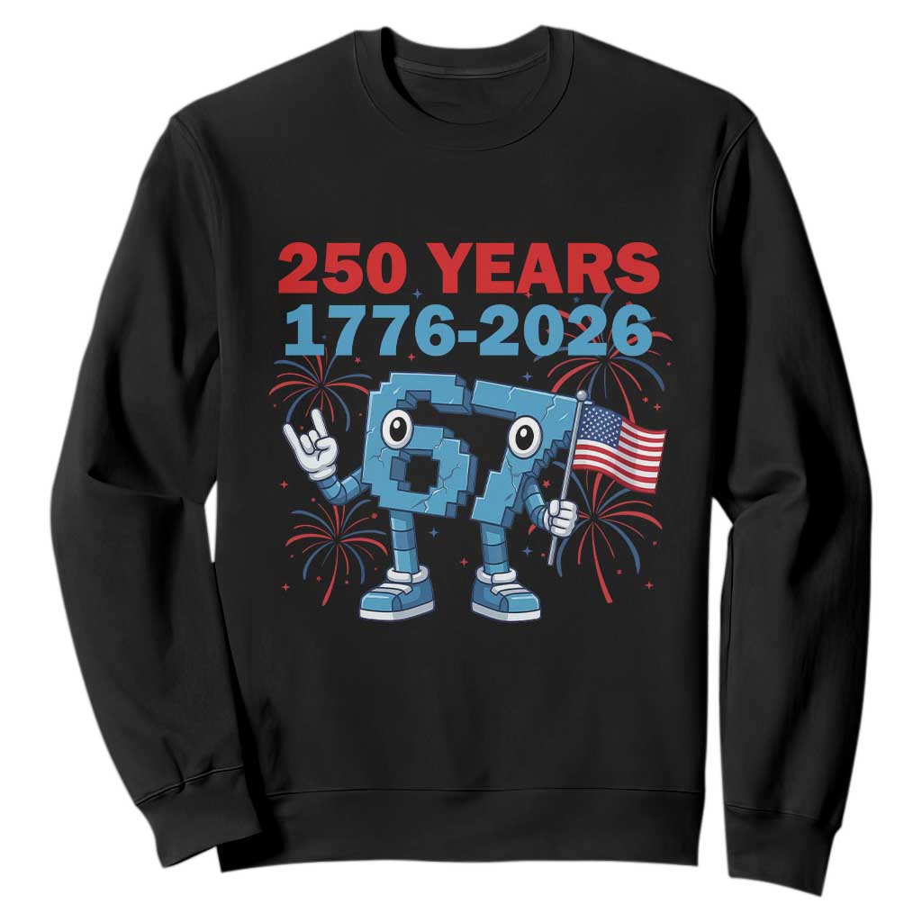 250th America Anniversary Sweatshirt Funny Italian Brainrot Meme 4th of July TS14 Black Print Your Wear