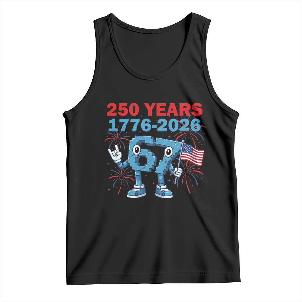 250th America Anniversary Tank Top Funny Italian Brainrot Meme 4th of July TS14 Black Print Your Wear