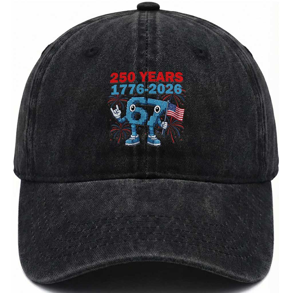 250th America Anniversary Washed Cotton Baseball Cap Funny Italian Brainrot Meme 4th of July TS14 Print Your Wear