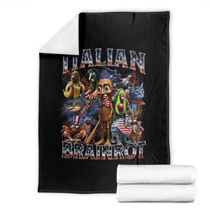 Funny Italian Brainrot Meme 4th of July Throw Blanket TS14 Black Print Your Wear