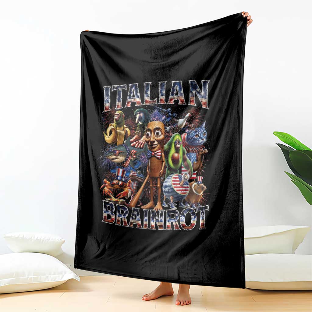 Funny Italian Brainrot Meme 4th of July Throw Blanket TS14 Print Your Wear