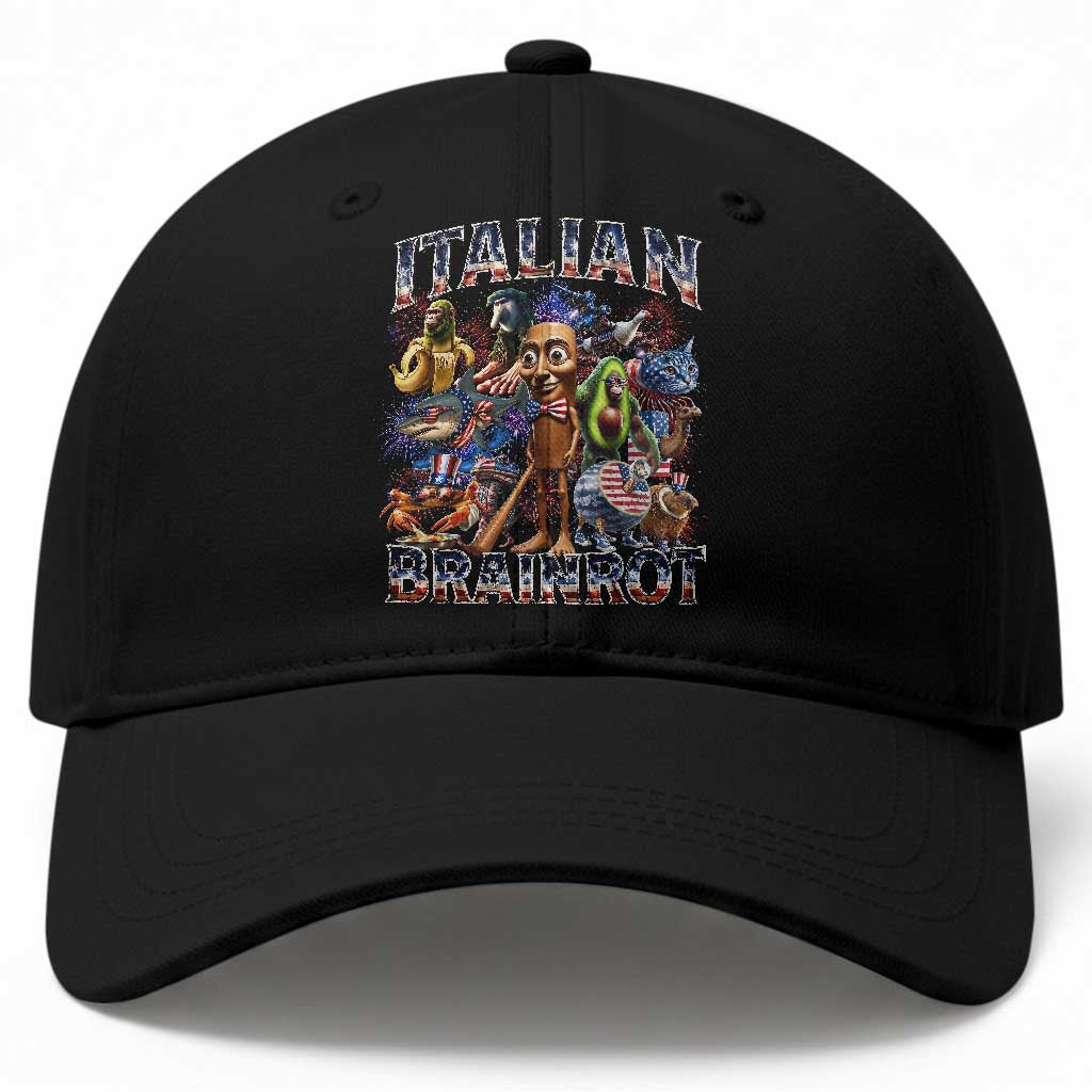 Funny Italian Brainrot Meme 4th of July Baseball Cap TS14 Print Your Wear