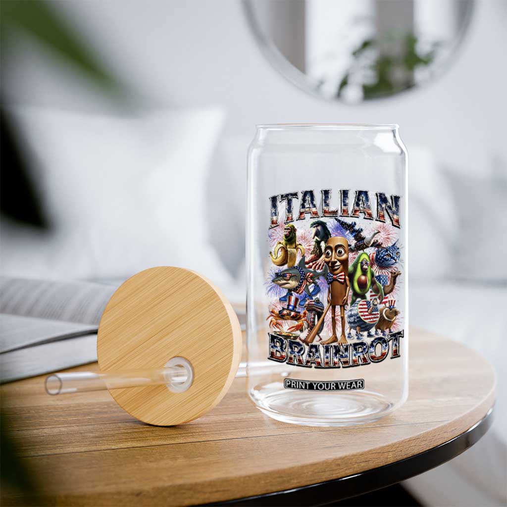 Funny Italian Brainrot Meme 4th of July Glass Can TS14 Print Your Wear