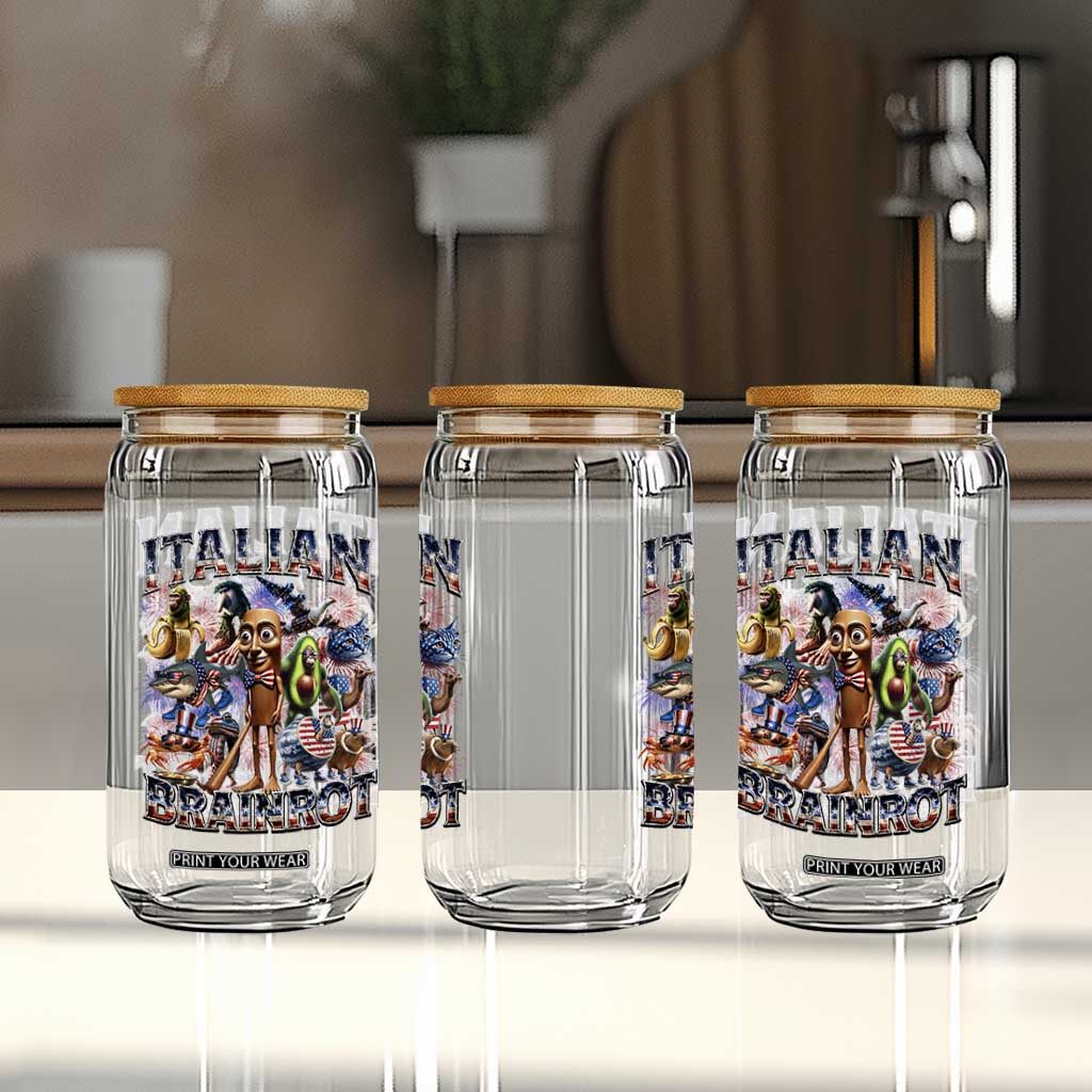 Funny Italian Brainrot Meme 4th of July Glass Can TS14 Print Your Wear