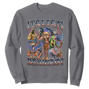 Funny Italian Brainrot Meme 4th of July Sweatshirt TS14 Charcoal Print Your Wear