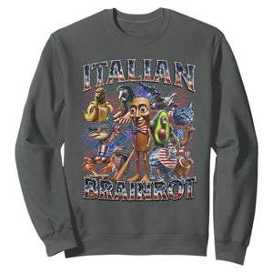 Funny Italian Brainrot Meme 4th of July Sweatshirt TS14 Dark Heather Print Your Wear