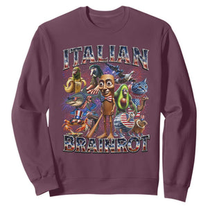 Funny Italian Brainrot Meme 4th of July Sweatshirt TS14 Maroon Print Your Wear