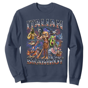 Funny Italian Brainrot Meme 4th of July Sweatshirt TS14 Navy Print Your Wear
