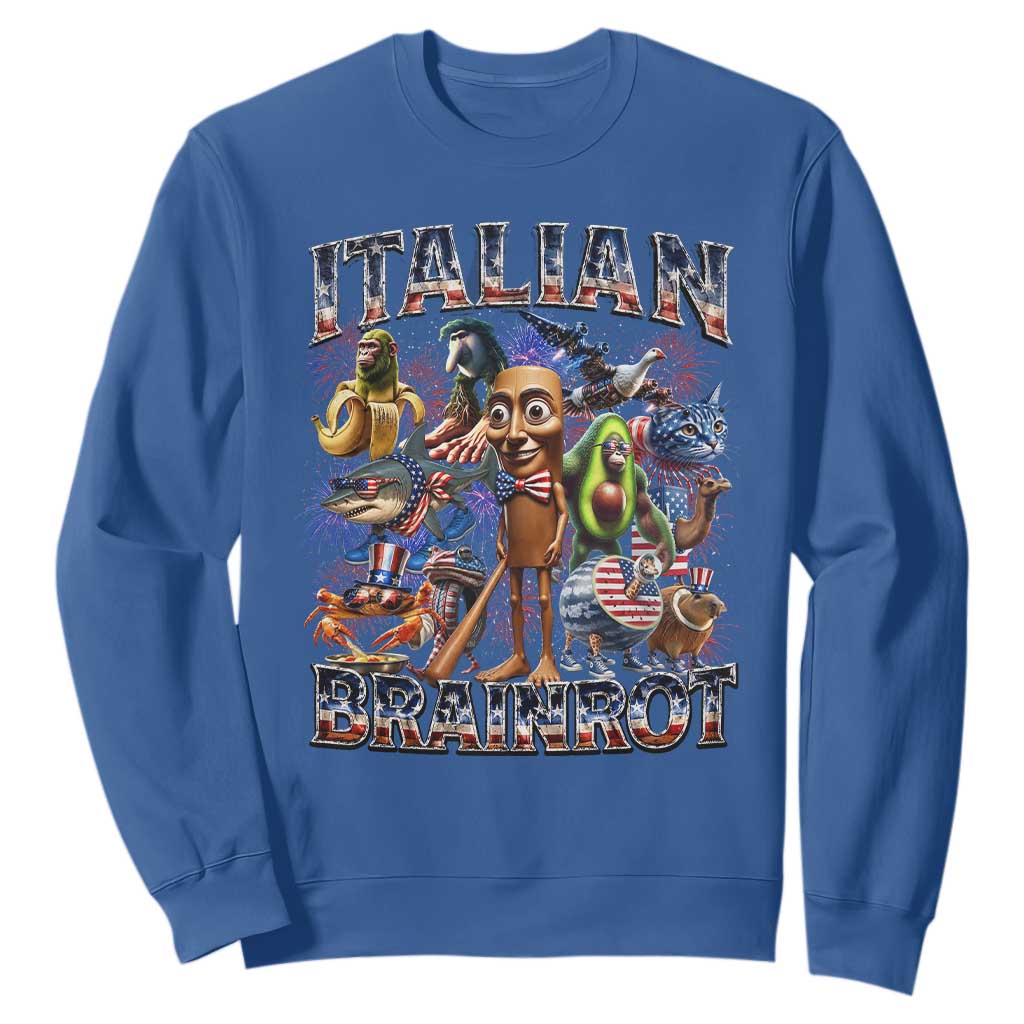 Funny Italian Brainrot Meme 4th of July Sweatshirt TS14 Royal Blue Print Your Wear